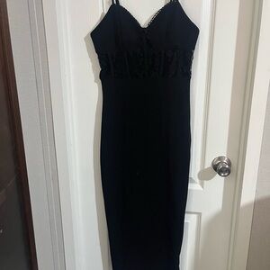 SHEIN Black Lace Midi Dress